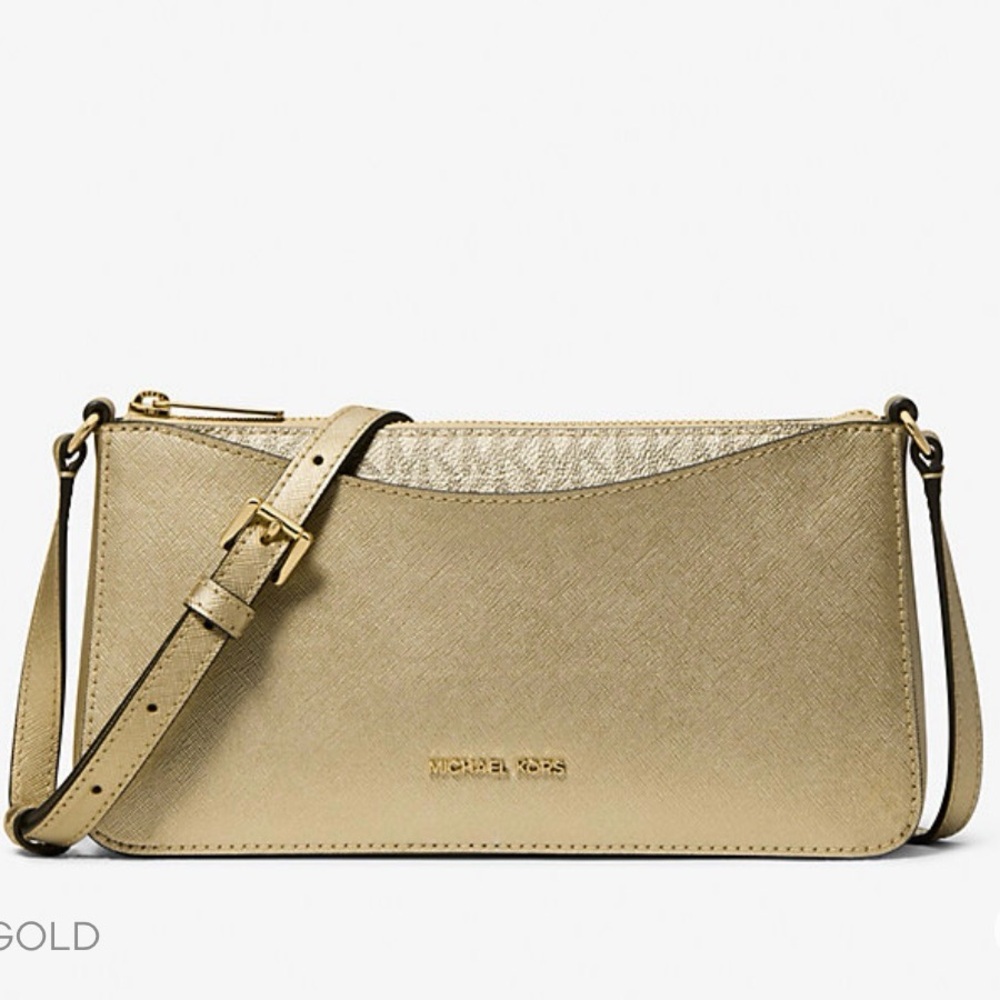 Michael Kors Arden Medium Gold Metallic Crossbody Bag NWT